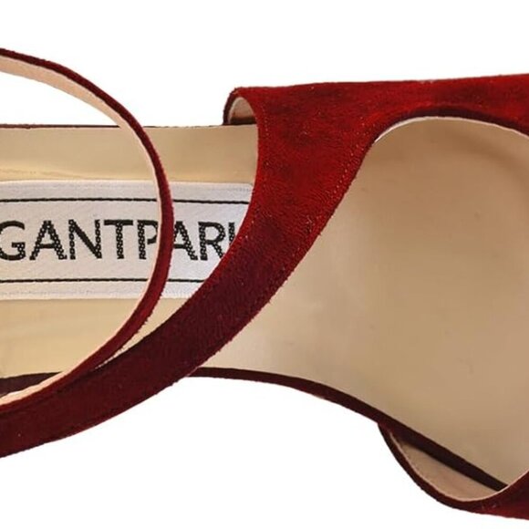 Women Sandals Suede 3.5 Inch Heels Peep Toe Strappy Wedding Dress Shoes - Picture 7 of 9